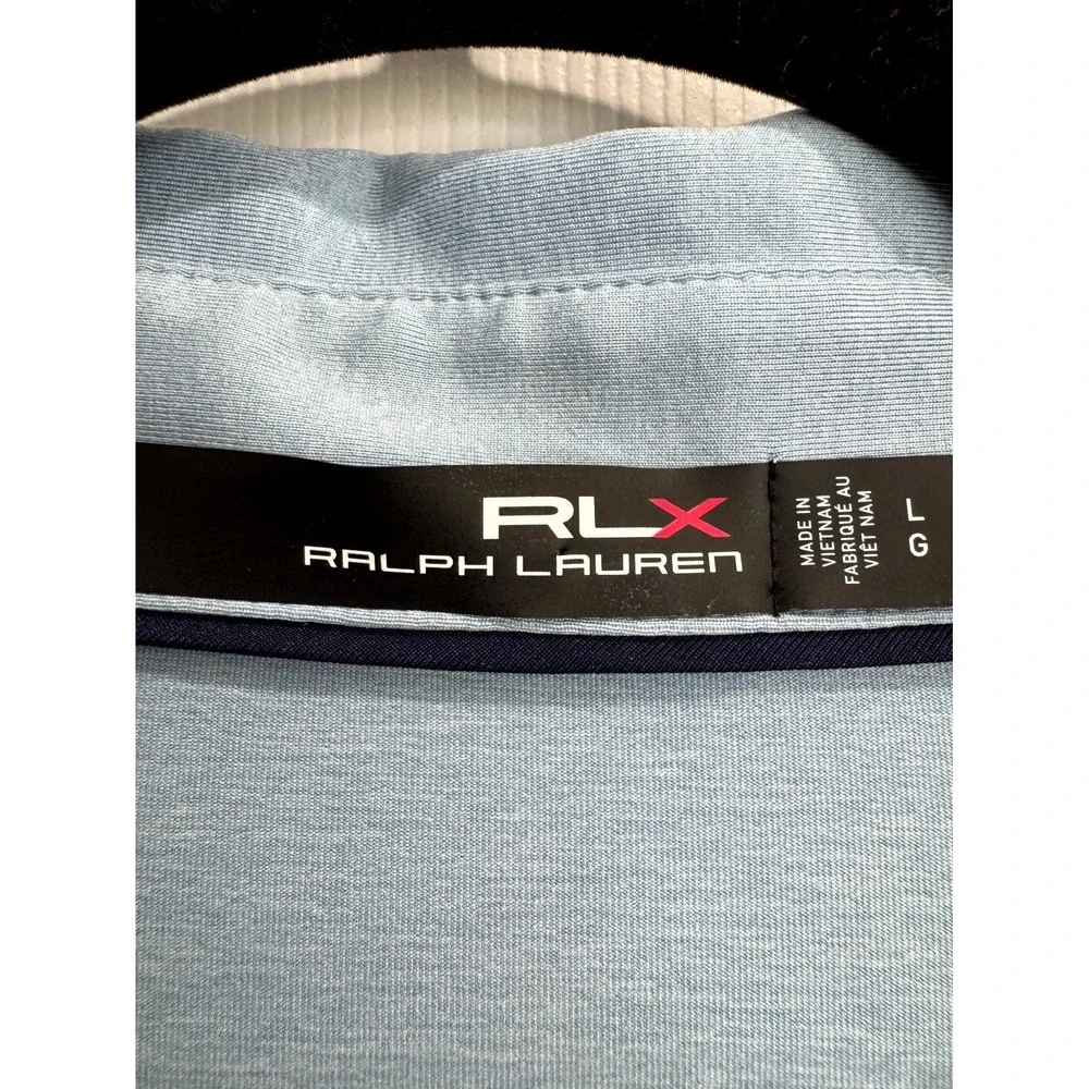 Ralph Lauren RLX Polo Shirt Men's Large Light Blue Short Sleeve Performance Golf